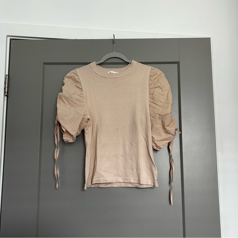 Elegant Puff Sleeve Tan Top